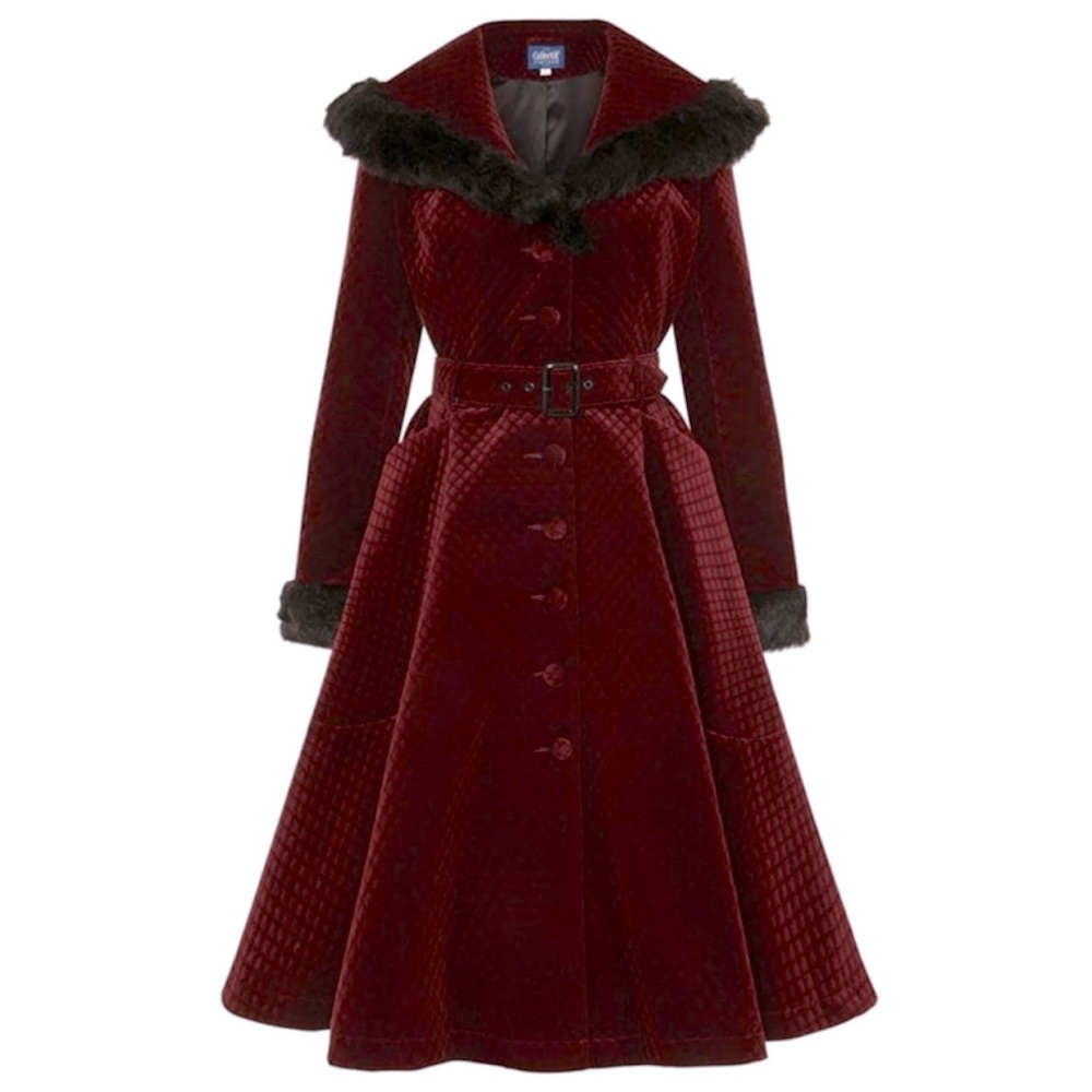Collectif velvet fur trim coat